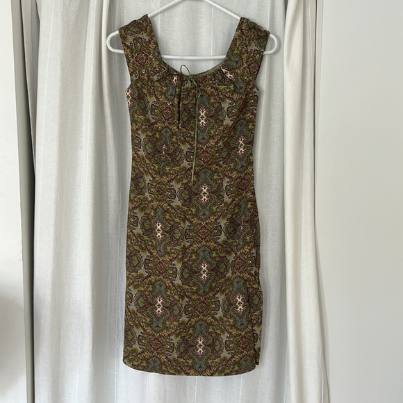 VINTAGE 1990s ABS by Allen Schwartz paisley print dress size 4 - Picture 3 of 16